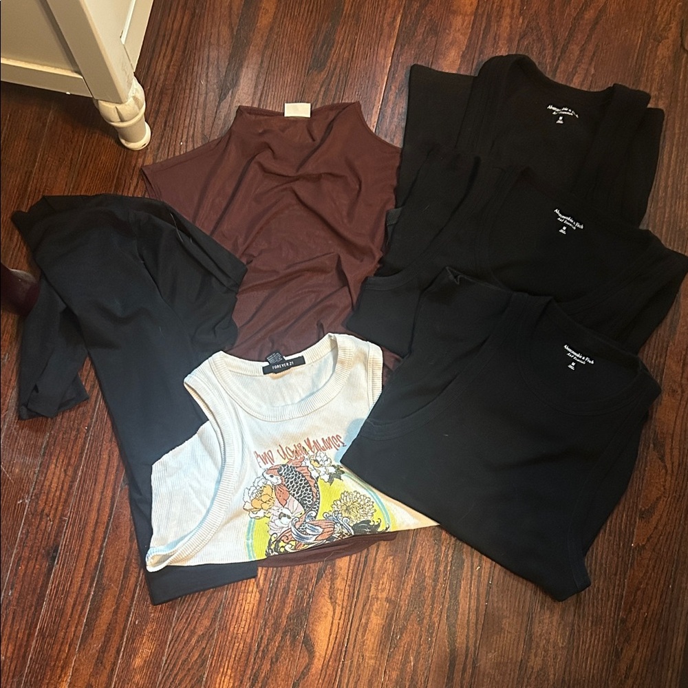 (6) Abercrombie & Fitch Black and Brown Tops Collection